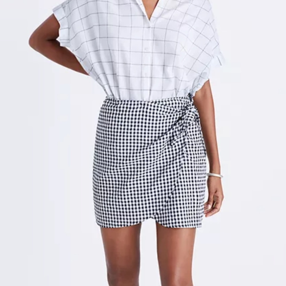Madewell Gingham Side-Tie Skirt
